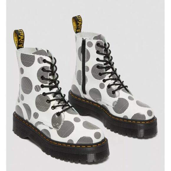 Dr. Martens Jadon Boot Polka Dot Smooth Leather Platforms White Sz 7 M 8 L NWOB - Picture 2 of 14